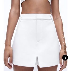 NWT Zara Pleated Split Skort Skirt (White, Small)
